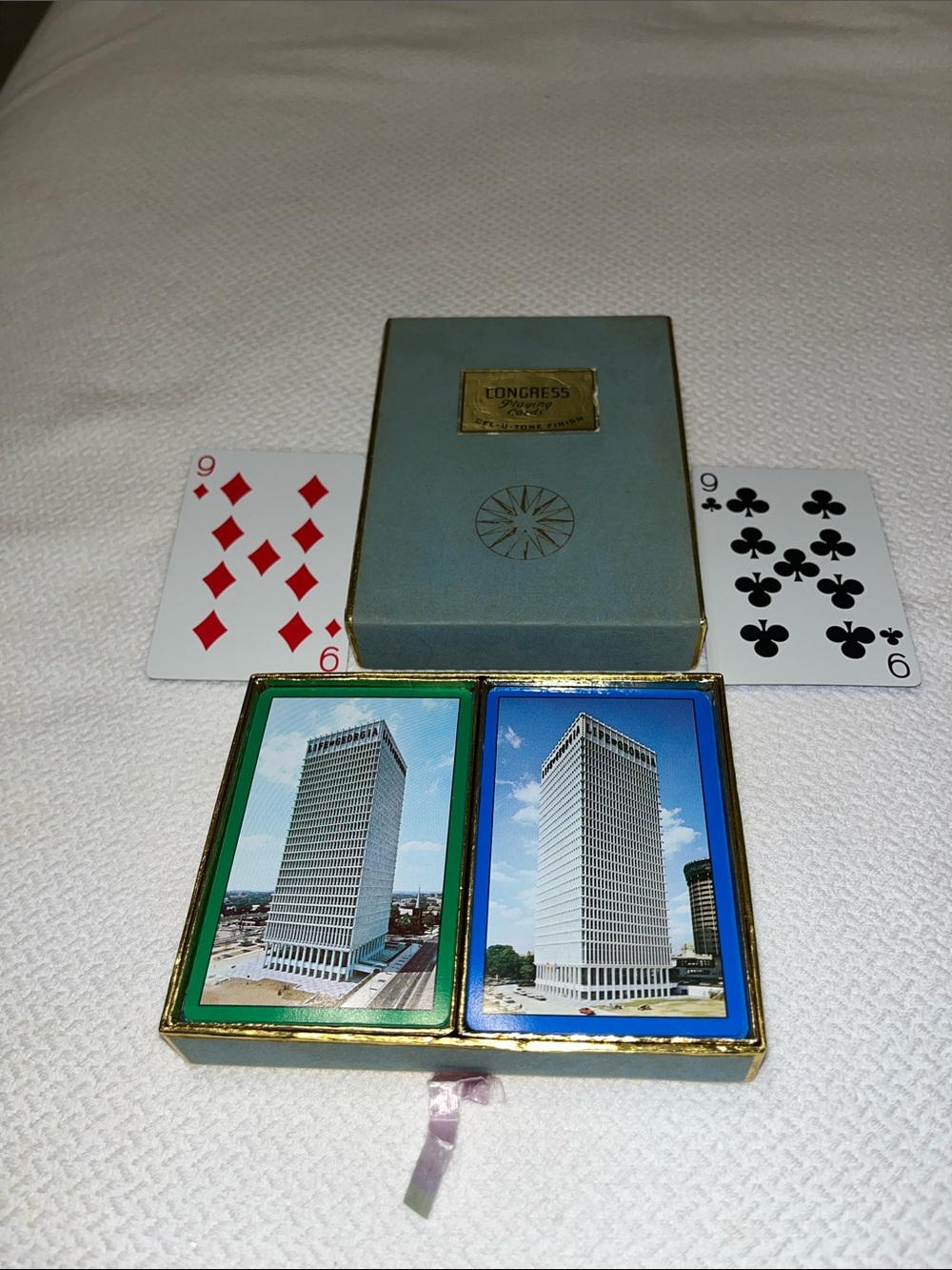 VIntage Congress Playing Card Set - Twin Decks with gold trim.